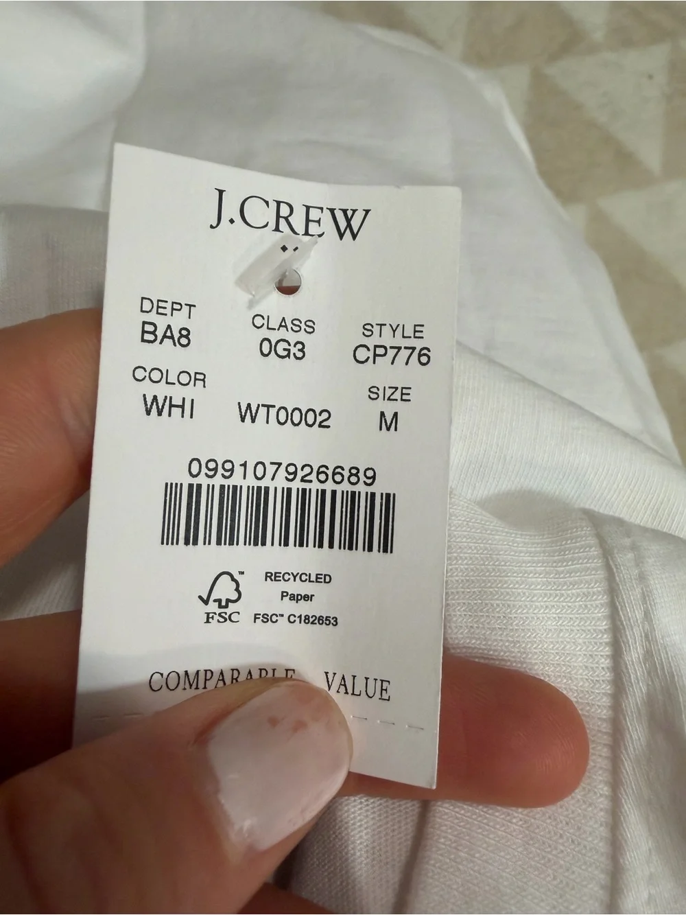 J crew men’s white essential tee
